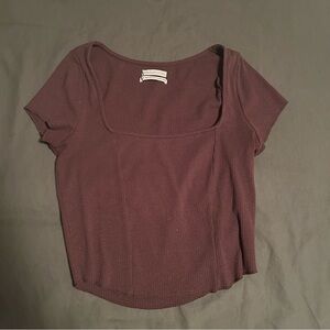 Urban outfitters ribbed square neck cropped short sleeve top